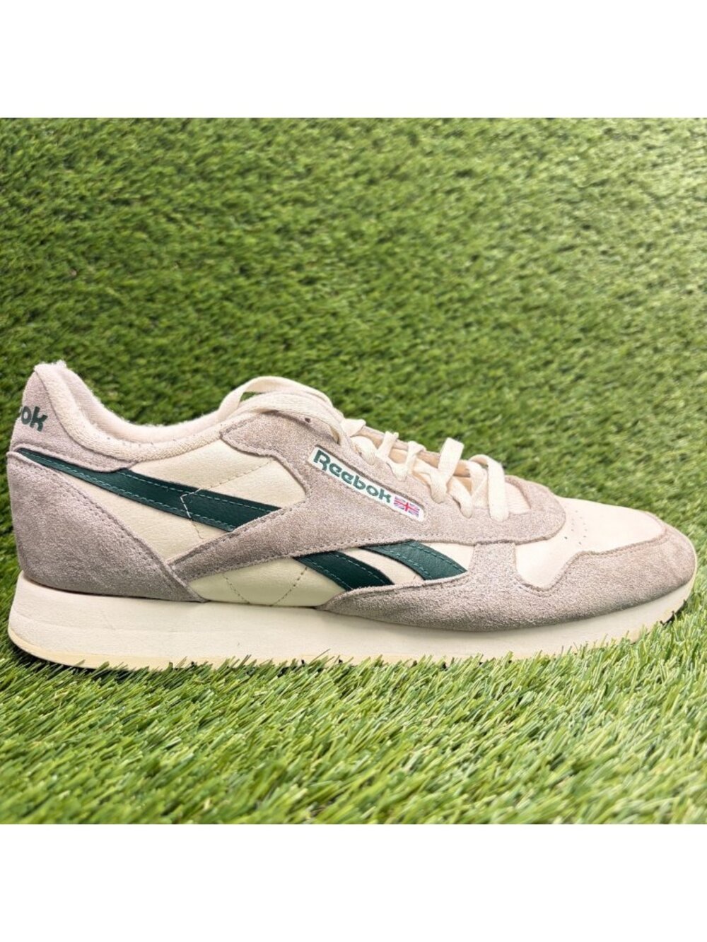 Reebok Classic Leather Mens Size 12 Gray Green Athletic Running Shoes Sneakers